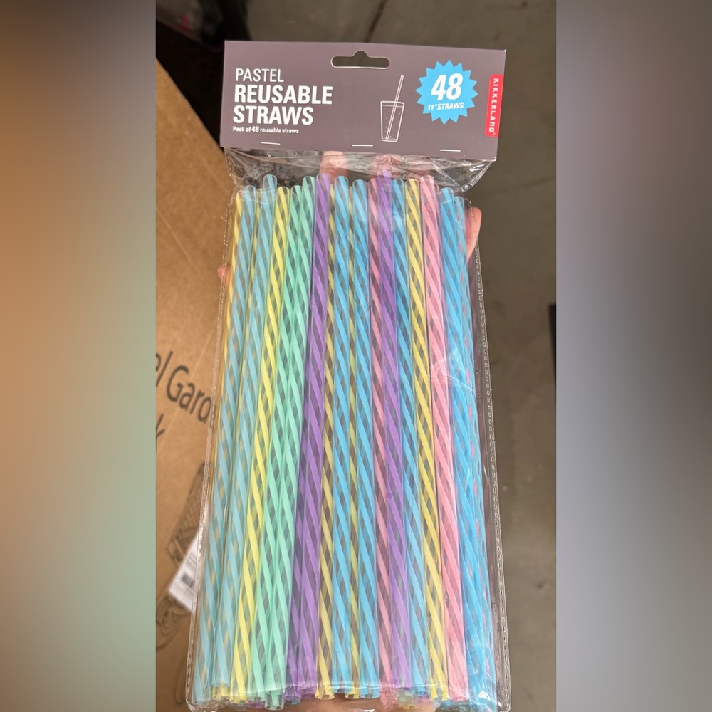 48 PASTEL REUSABLE STRAWS Colorful Party Straws